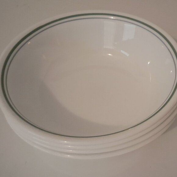 4 Corelle "COUNTRY COTTAGE" Soup/Salad/Cereal Bowls 6 1/4" Green & Blue Stripe - Picture 12 of 13